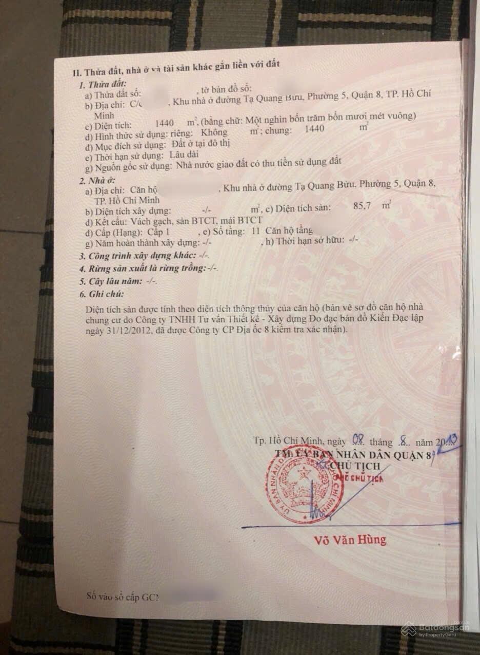 3,35 tỷ - Him Lam Nam Khánh - 2PN 85,7m2 tặng nội thất dính tường SHR ngay TTHC Q8