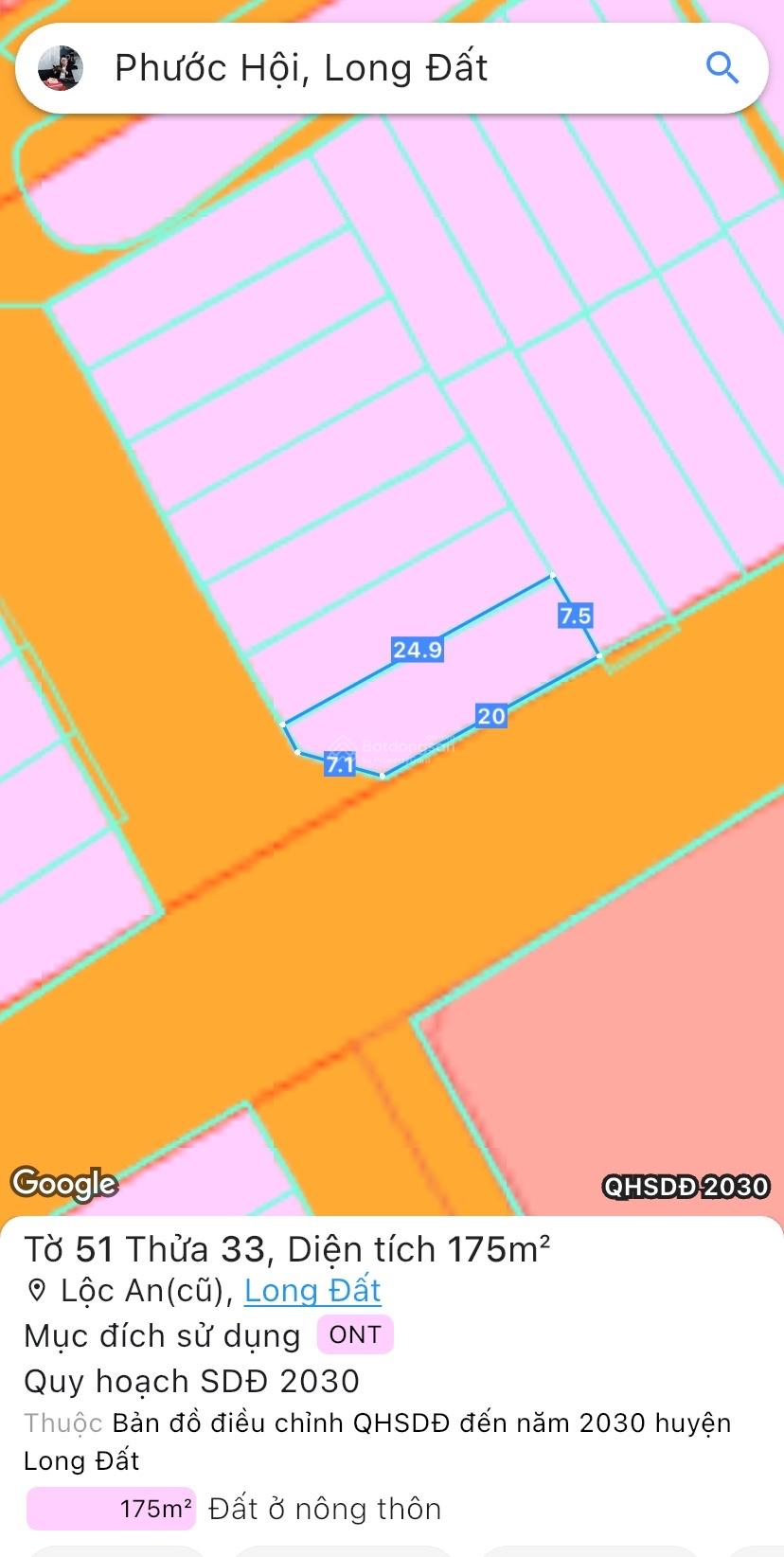 Lô Góc Siêu Đẹp đối diện Trường tiểu học Lộc An, đường nhựa 16m. Cách Chợ Lộc An chỉ 500m