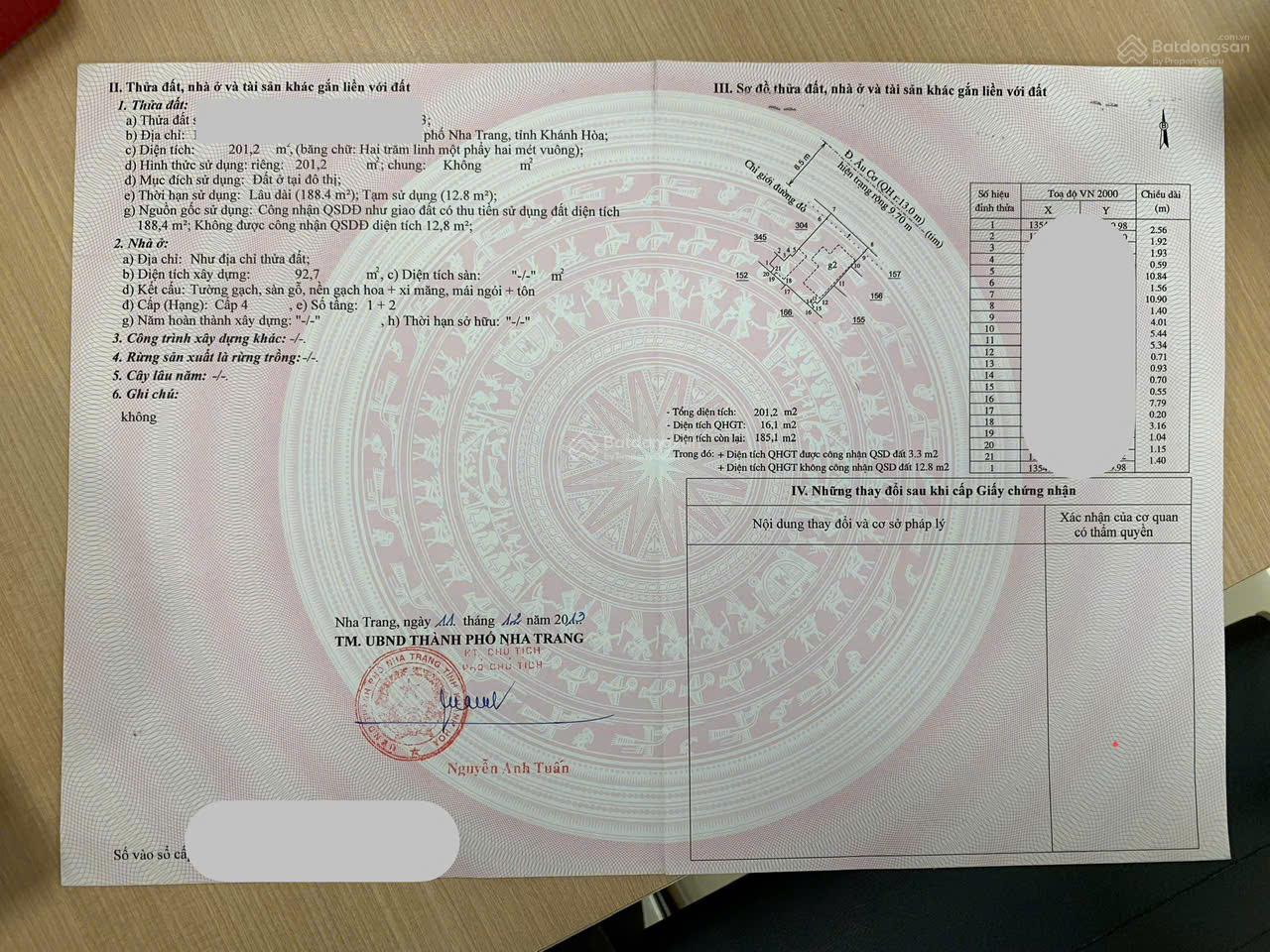 201m2, ngang 11 m, Bán nhà mặt tiền ÂU CƠ tại Tân Tiến, Nha Trang, 23 tỷ, chính chủ giá siêu hời