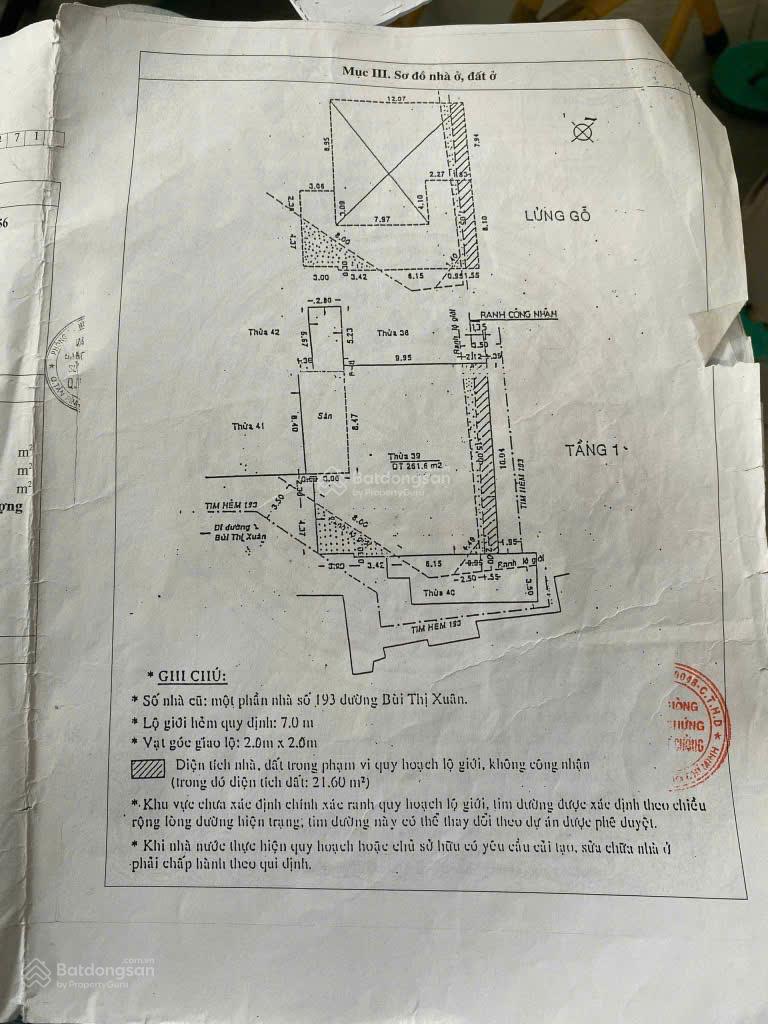 Bán Gấp nhà nát 240m² (Dt 15x17m2), Đã Tách Sẵn 5 Lô  Hẻm 8m Bùi Thị Xuân, P.1, Tân Bình.