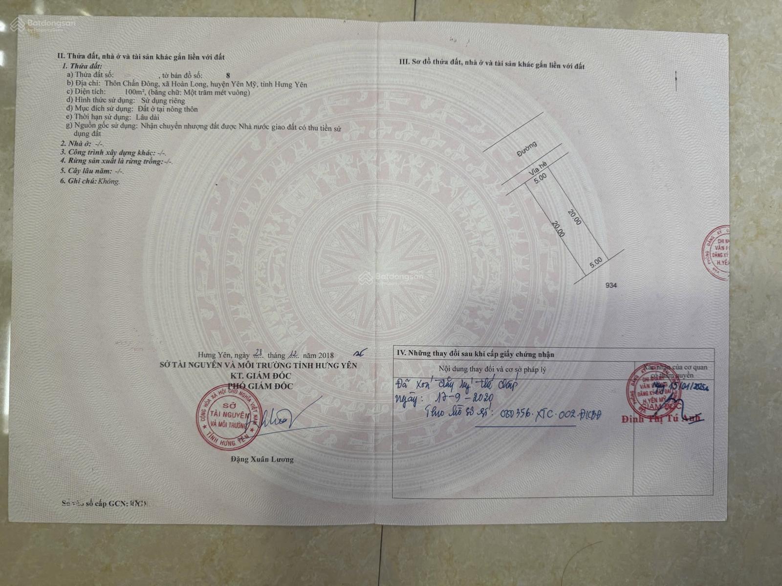 Bán đất giá thôn Chấn Đông - xã Hoàn Long - Tỉnh Hưng Yên