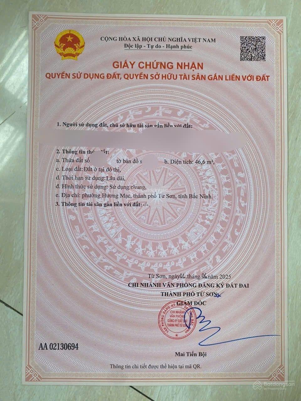 CC nhờ bán lô đất mới ra lò tại MAI ĐỘNG - PHƯỜNG PHÙ KHÊ