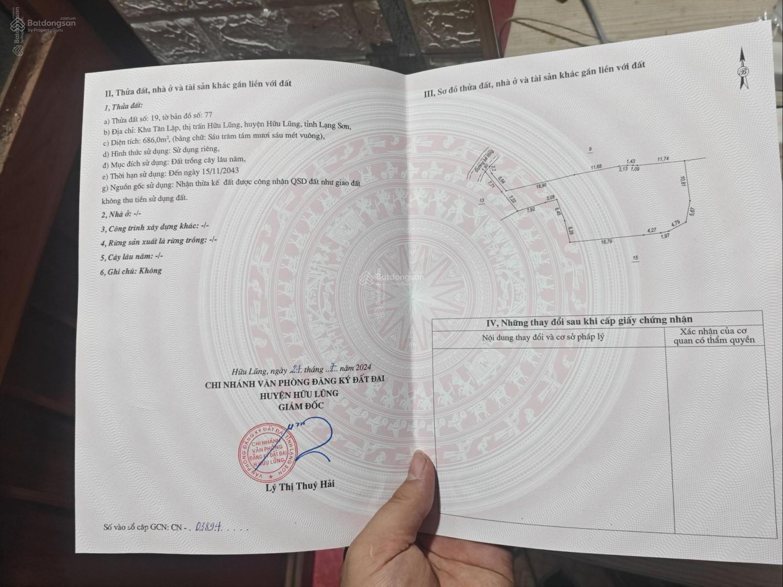 Bán BĐS tại thị trấn Hữu Lũng, 525 triệu, 686 m2, hàng hiếm tại uy tín Bán BĐS tại thị trấn Hữu Lũng, 525 triệu, 686 m2, hàng hiếm tại uy tín