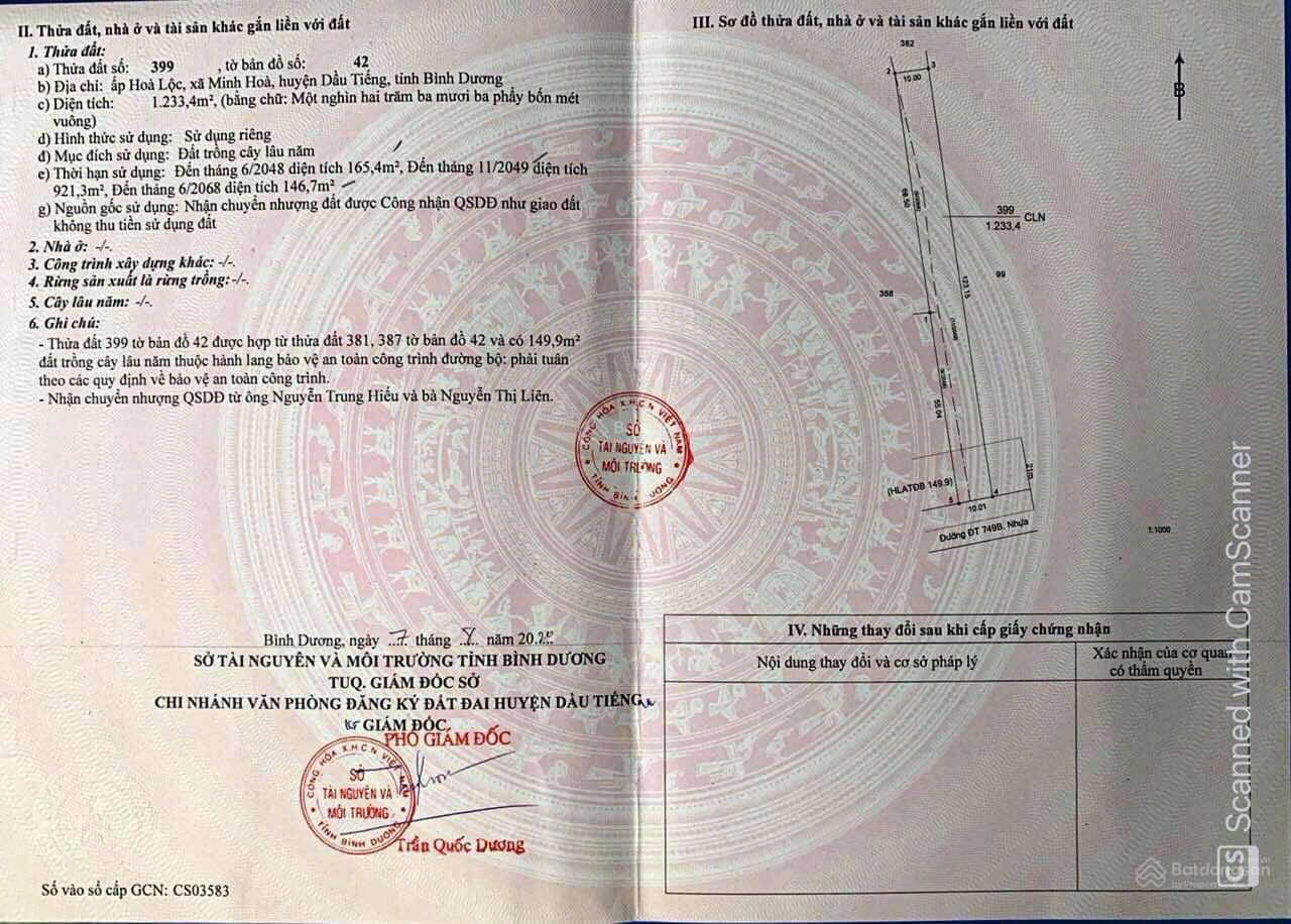 Bán lô đất mặt tiền đường nhựa lớn xe tải ra vào thoải mái xã Minh Hoà, huyện Dầu Tiếng