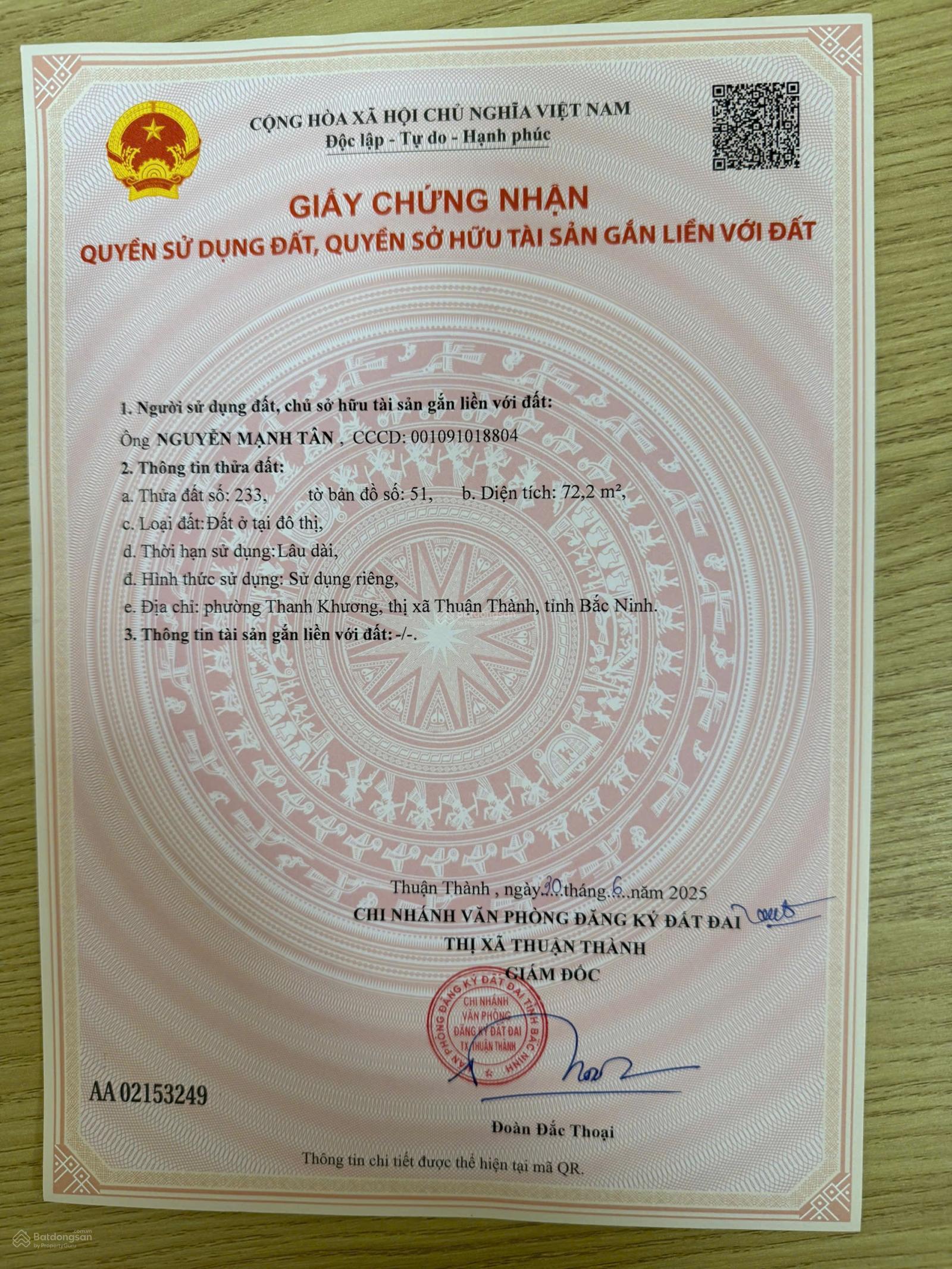 Chính chủ bán đất mặt đường trục chính Đại Tự, Thanh Khương. Đường ô tô tải cách ngã tư Dâu 300m