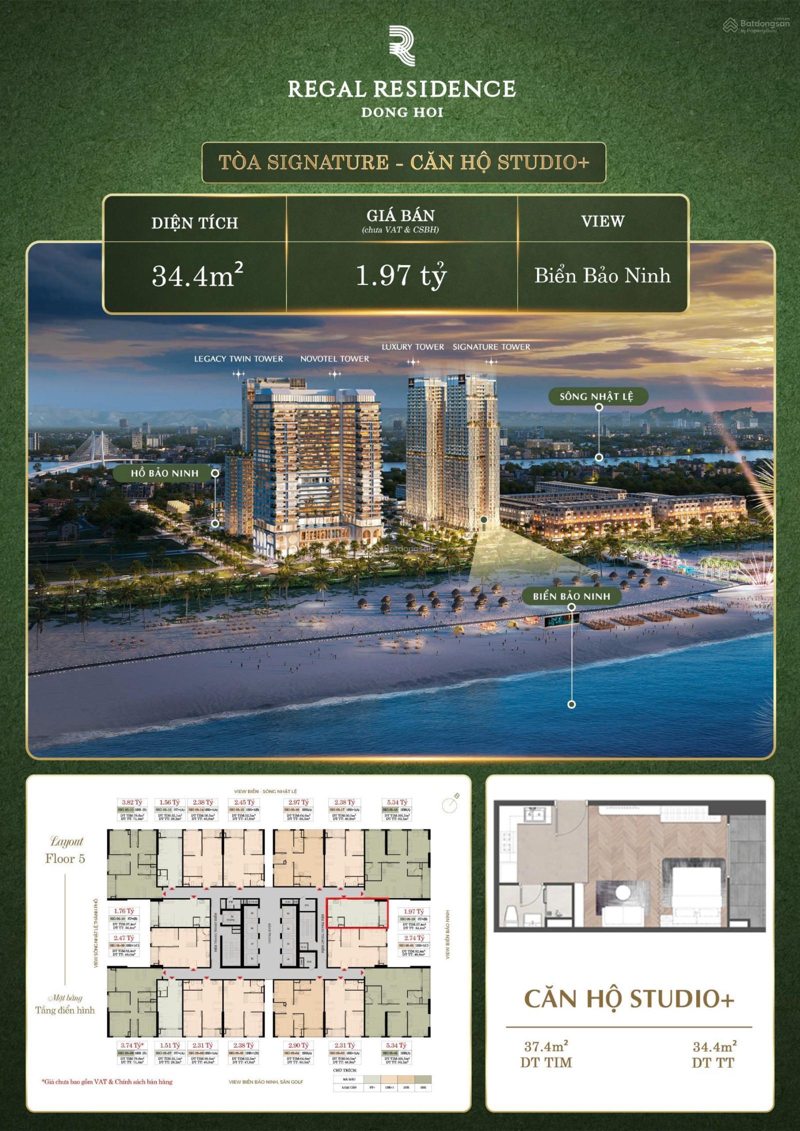 Căn studio + view biển Bảo Ninh giá chỉ 1.97 tỷ, sở hữu lâu dài, booking ngay giảm 100 triệu!