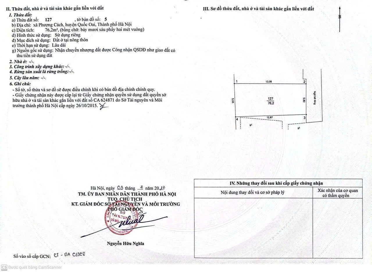 Chỉ với 3.1 tỷ có ngay 76.2m ( sẵn nhà ) tại (Phượng Sơn )- Quốc Oai - HN