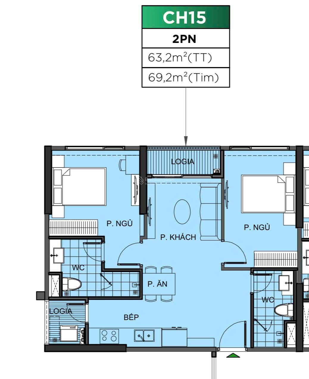 Chính chủ bán căn 2N2W góc, diện tích 63,2m2 tòa Zurich 2 Vinhomes Ocean Park, view sông san hô