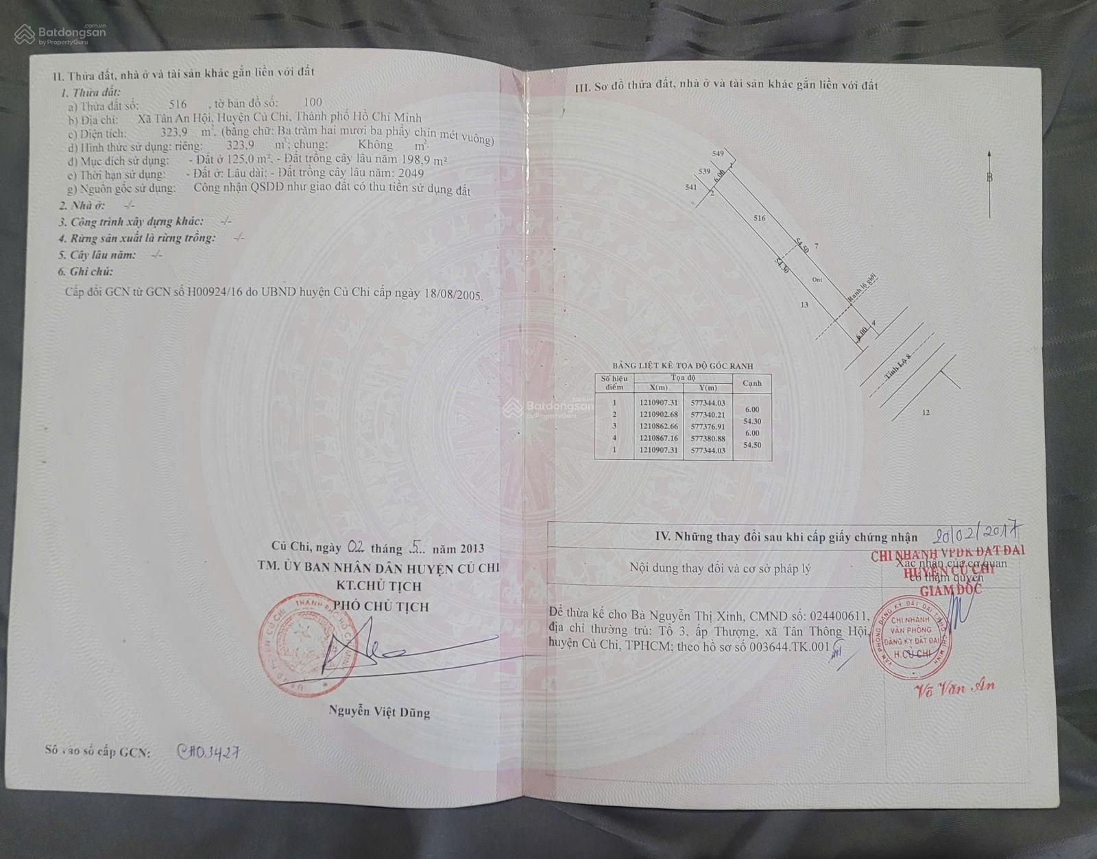 Chính chủ bán gấp lô đất mặt tiền đường Tỉnh Lộ 8