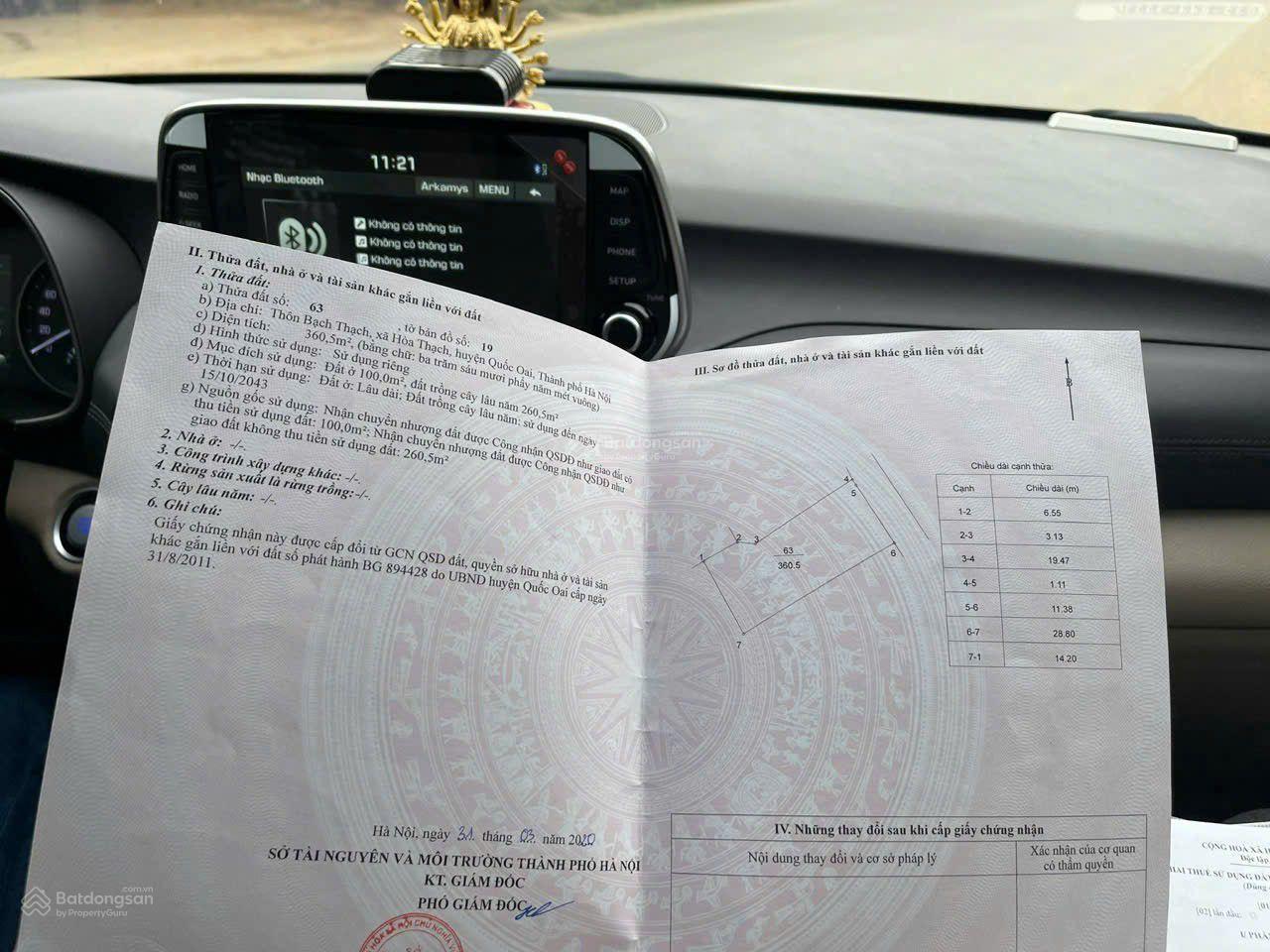 CC gửi bán lô góc 2 mặt thoáng cực đẹp Hòa Thạch Quốc Oai 360,5m2 đất ở 100m2 MT 12,49m giá 7,56 tỷ