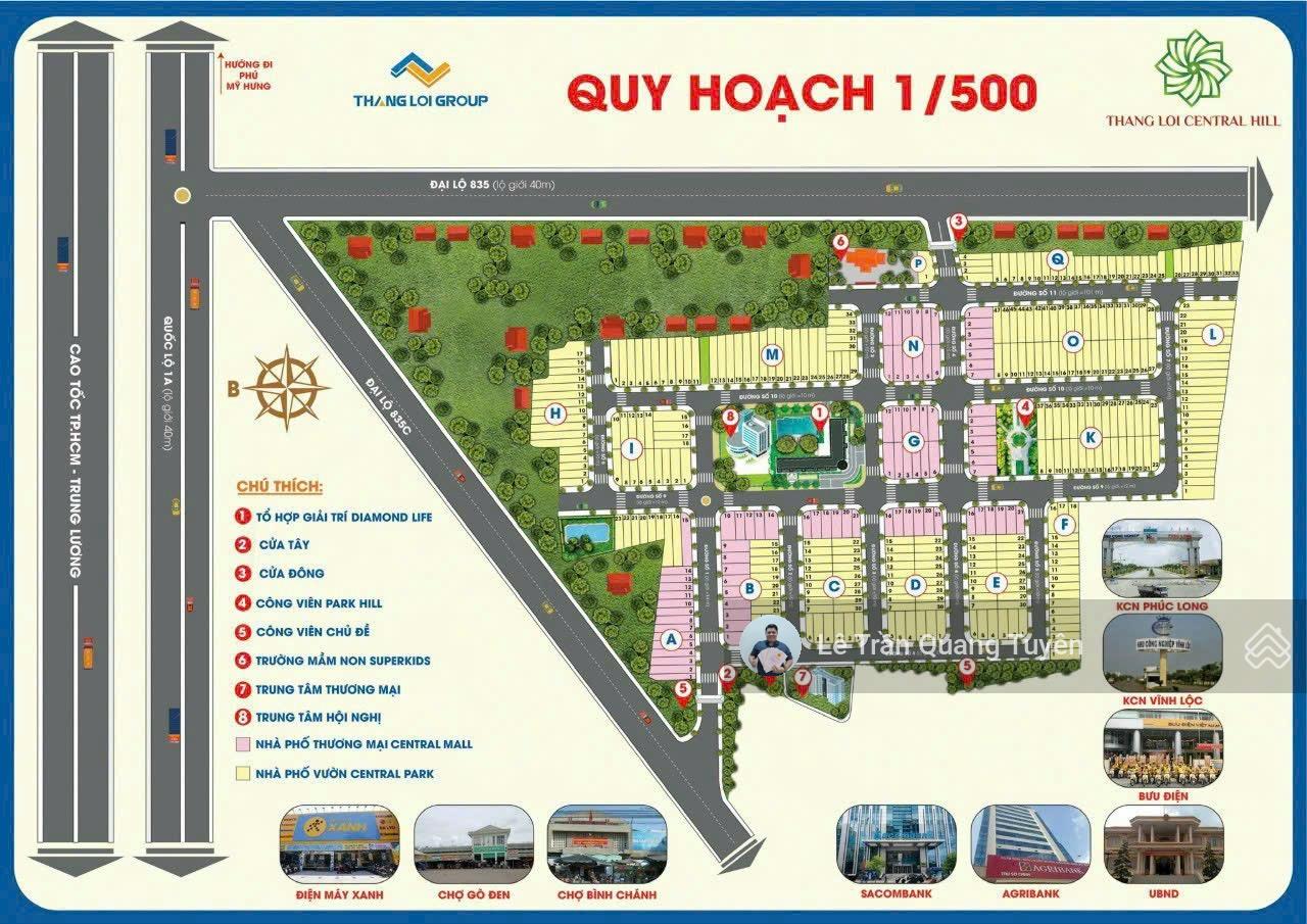 Bán Lô Góc Vip 5x15 đối diện Công Viên KDC Thắng Lợi Central Hill, giá chỉ 2 Tỷ, SHR Công Chứng