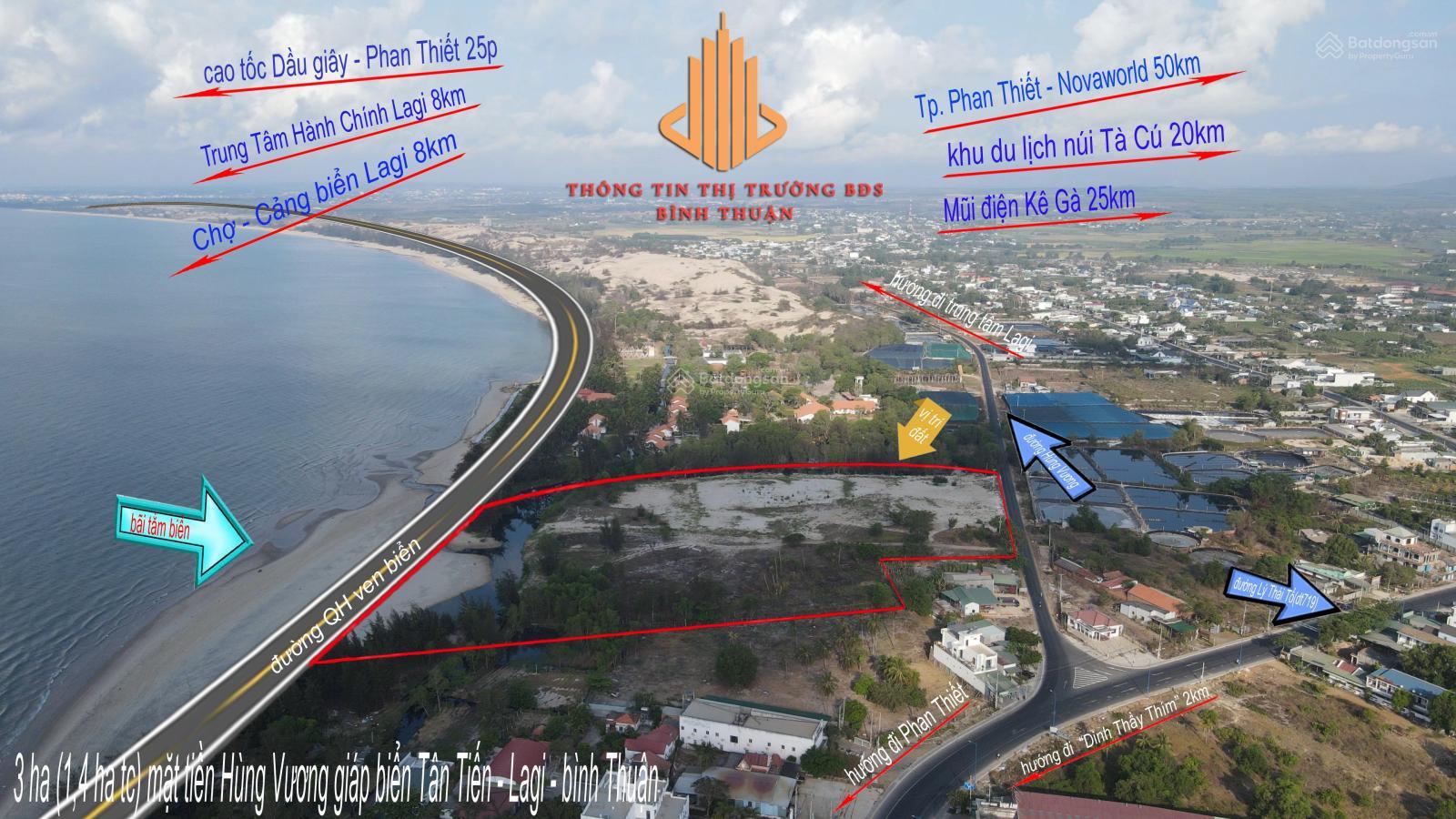 3 ha (1,4 ha thổ cư) giáp biển Tân Tiến - Lagi - Lâm Đồng cần bán