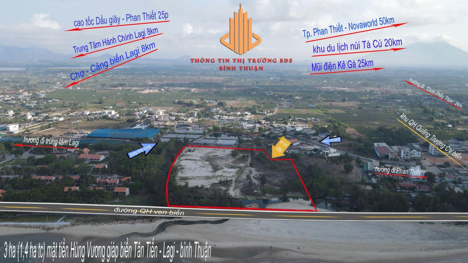 3 ha (1,4 ha thổ cư) giáp biển Tân Tiến - Lagi - Lâm Đồng cần bán