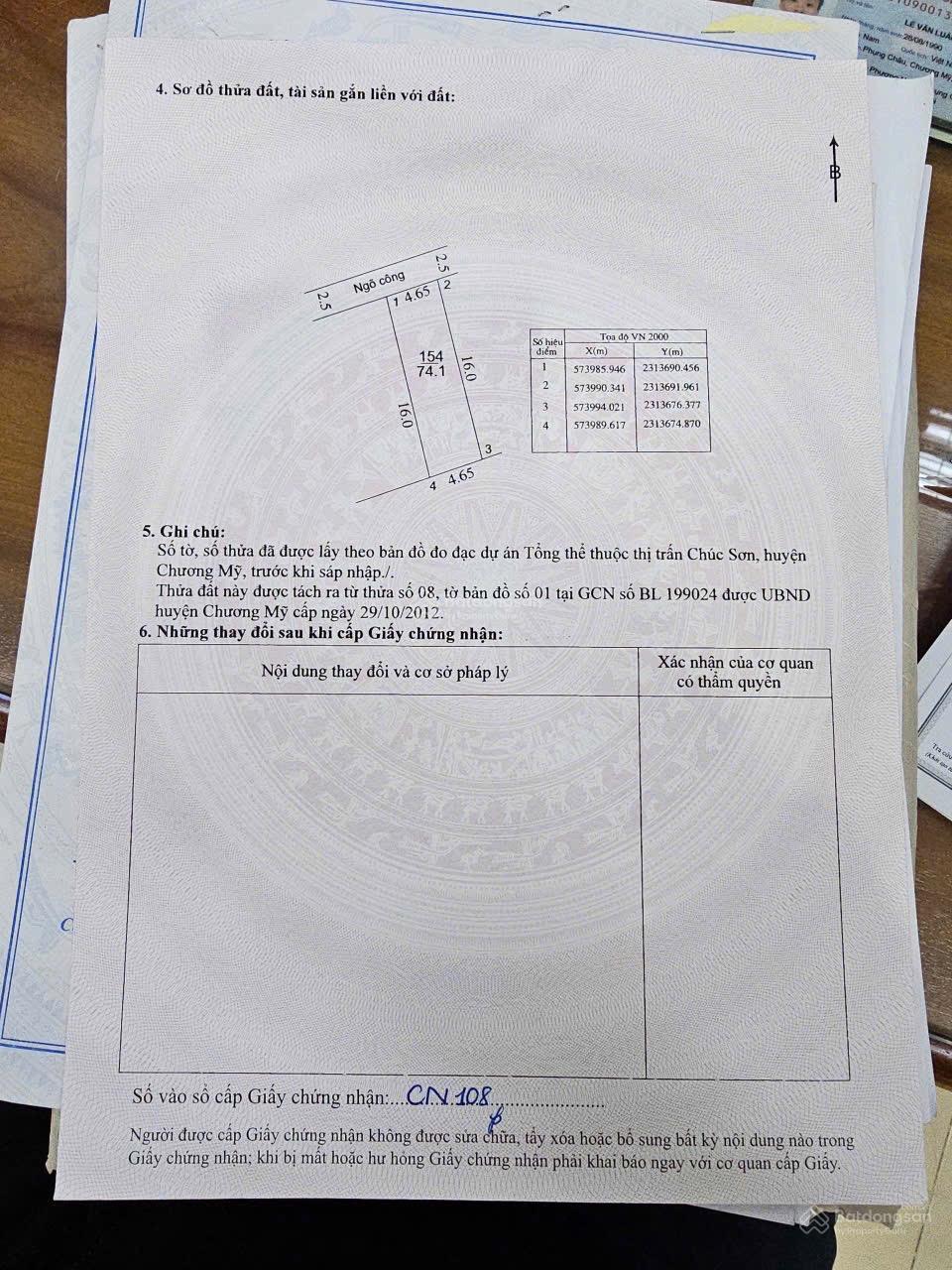Sổ hồng mới tinh - f0 chính hiệu - trung tâm TT Chúc Sơn - Phường Chương Mỹ diện tích 74,1m2