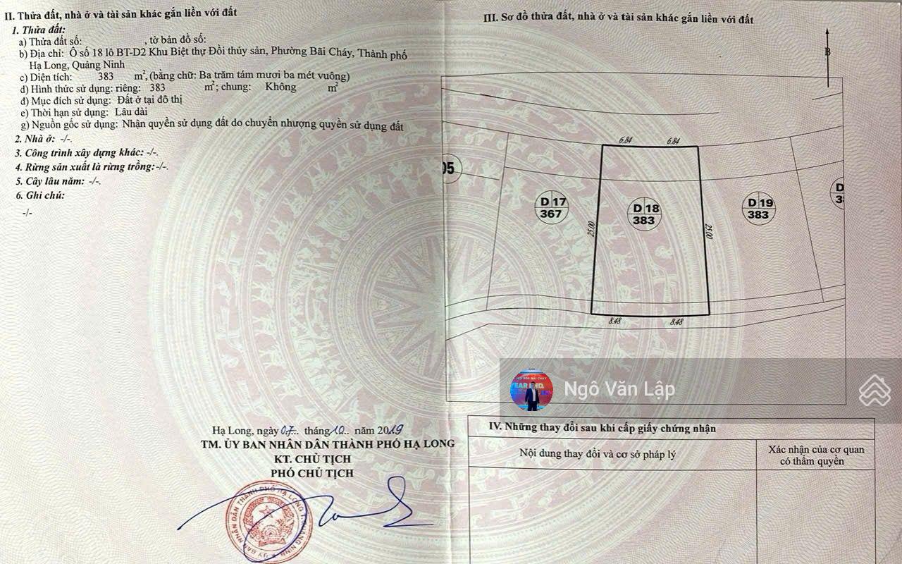 Cơ hội sở hữu đất BT Bãi Cháy giá 18tr/m2 sẵn sổ