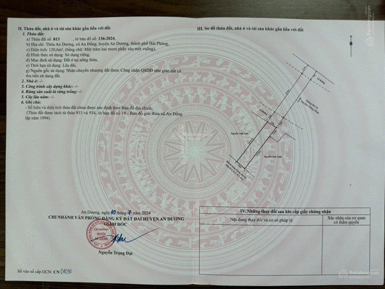 Bán đất mặt đường Tôn Đức Thắng gần cầu An Dương kinh doanh đỉnh đường rộng 43m vỉa hè lớn