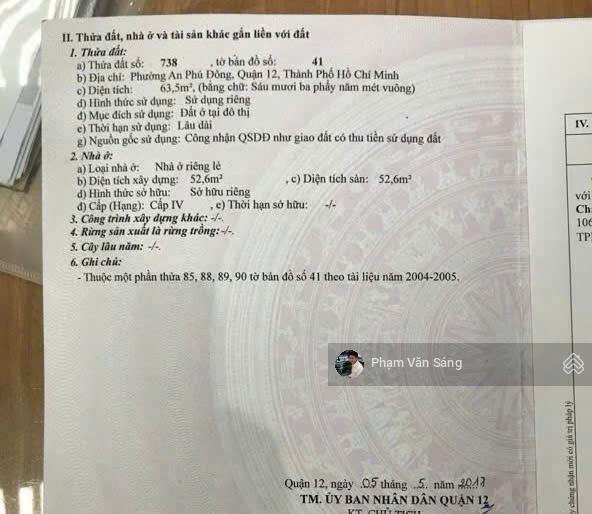 Bán nhà riêng 64m2, 4,6 tỷ tại Vườn Lài, An Phú Đông, Q12, HCM