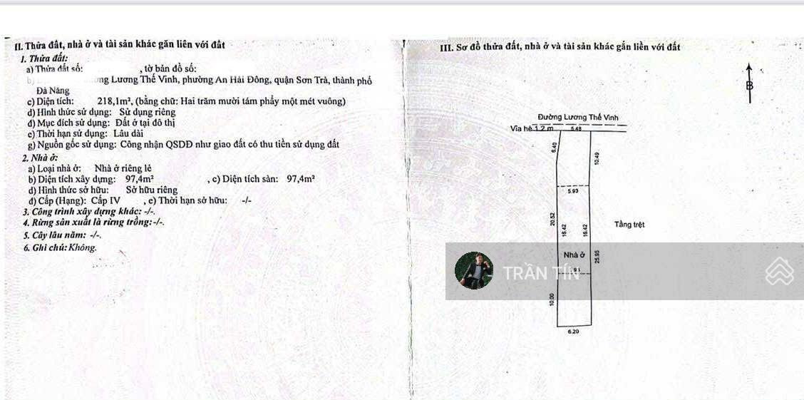 Lô đất mặt tiền đường Lương Thế Vinh, Diện tích : 218m2, Sát Cầu Rồng, Giá : 16 Tỷ