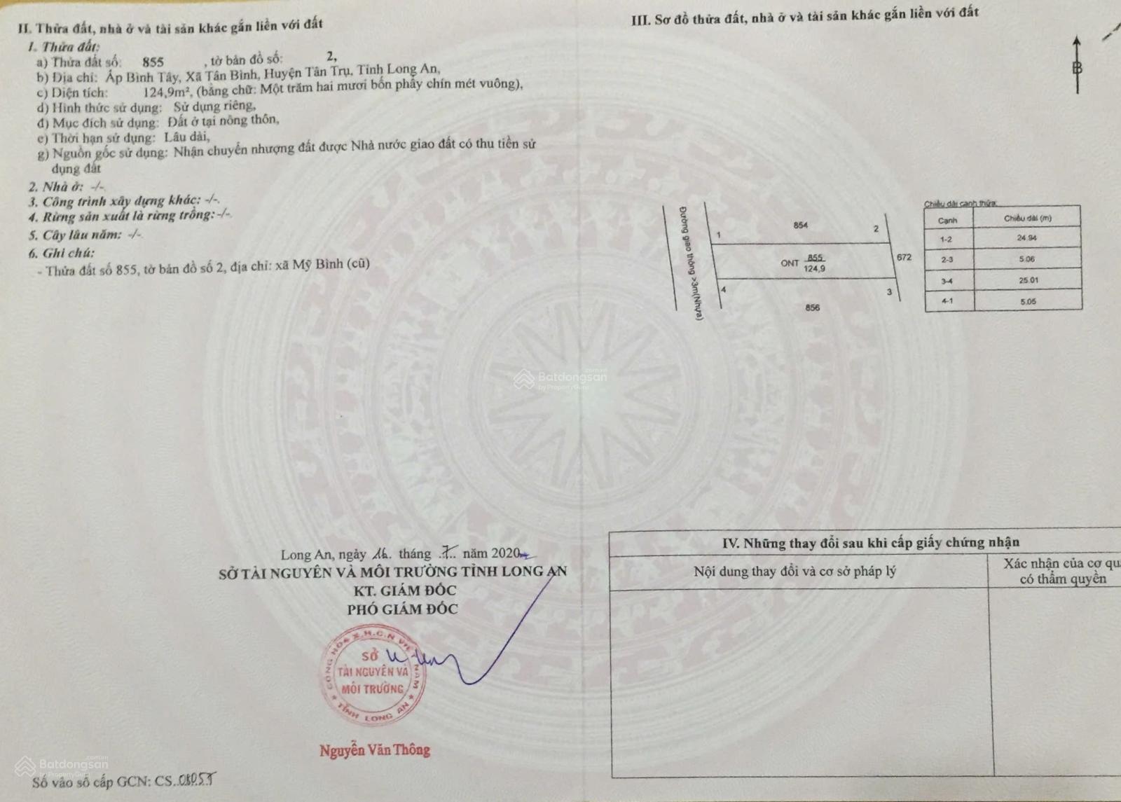 Bán đất đường Đăng Mỹ, xã Tân Bình, Tân Trụ - gần QL1A, sổ riêng, thổ cư 100%, giá 785 tr