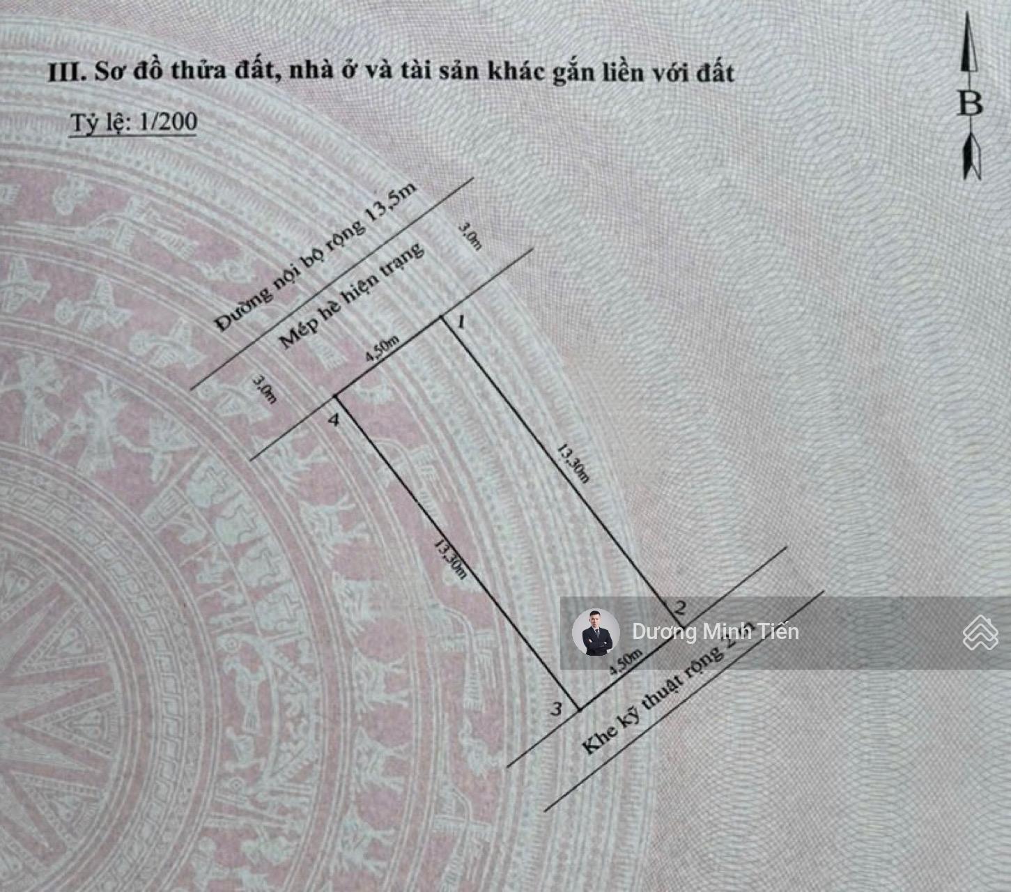 59.85m2 đất Lô 20B Lê Hồng Phong - ngang 4.5m - Tây Tứ Trạch
