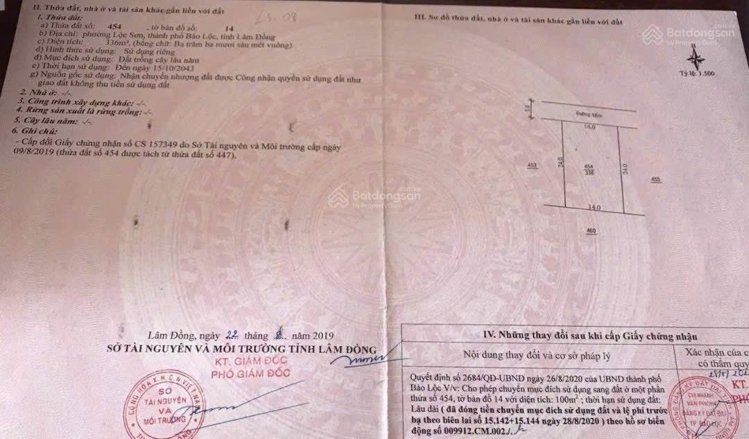 Hẻm Trần Hưng Đạo - Lộc Sơn - Bảo Lộc giá: 2 tỷ 150 triệu - diện tích: 14x24m có 100m² thổ cư Hẻm Trần Hưng Đạo - Lộc Sơn - Bảo Lộc giá: 2 tỷ 150 triệu - diện tích: 14x24m có 100m² thổ cư