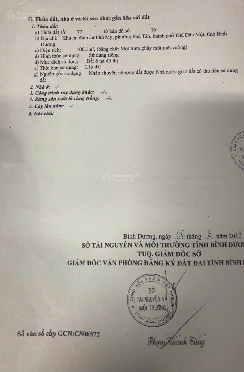 Chính chủ bán lô góc D12/N14 khu tái định cư Phú Mỹ phường Phú Tân (nay là phường Bình Dương)