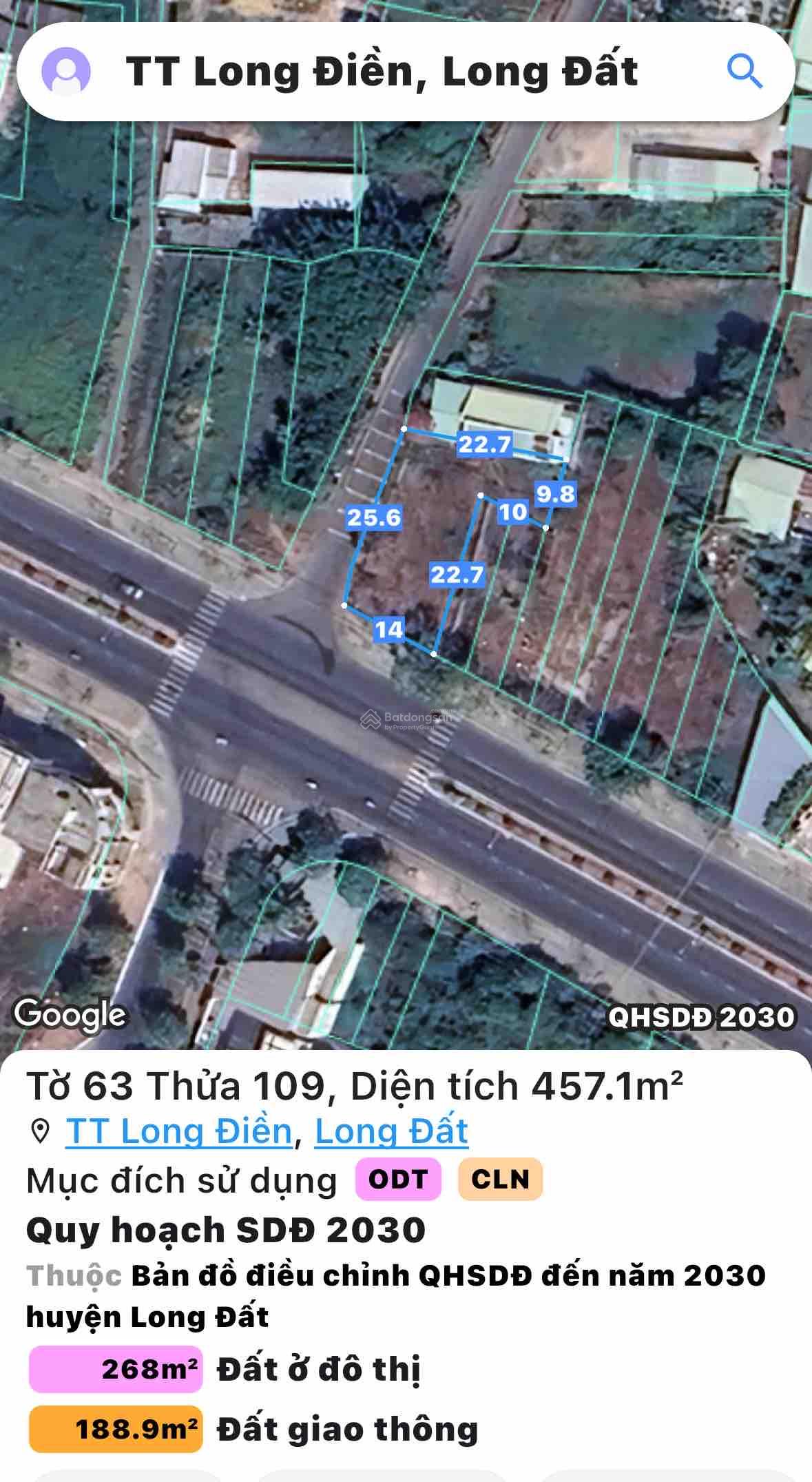Bán đất tại Dương Bạch Mai, thị trấn Long Điền, Bà Rịa Vũng Tàu, 4,5 tỷ, 457.2 m2