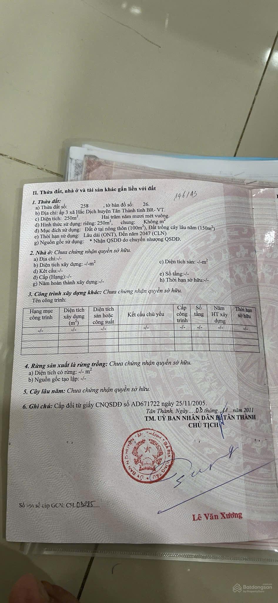 Bán đất tại Tập Đoàn 7, Hắc Dịch, Phú Mỹ, 2,4 tỷ, 250 m2, chính chủ đẹp, nhiều tiện ích