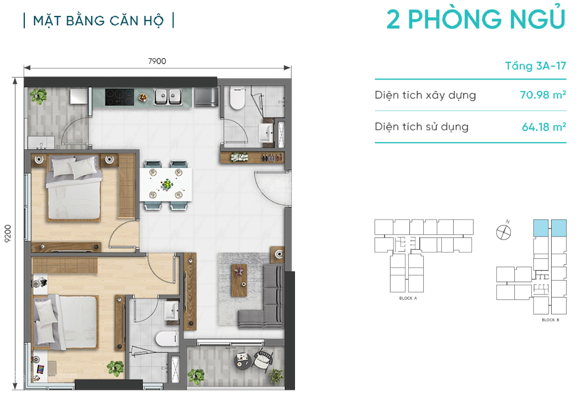 Bán căn hộ D - Aqua, 4.3 tỷ, 68m2 - nhận nhà T3/2026 - tầng cao - view đẹp