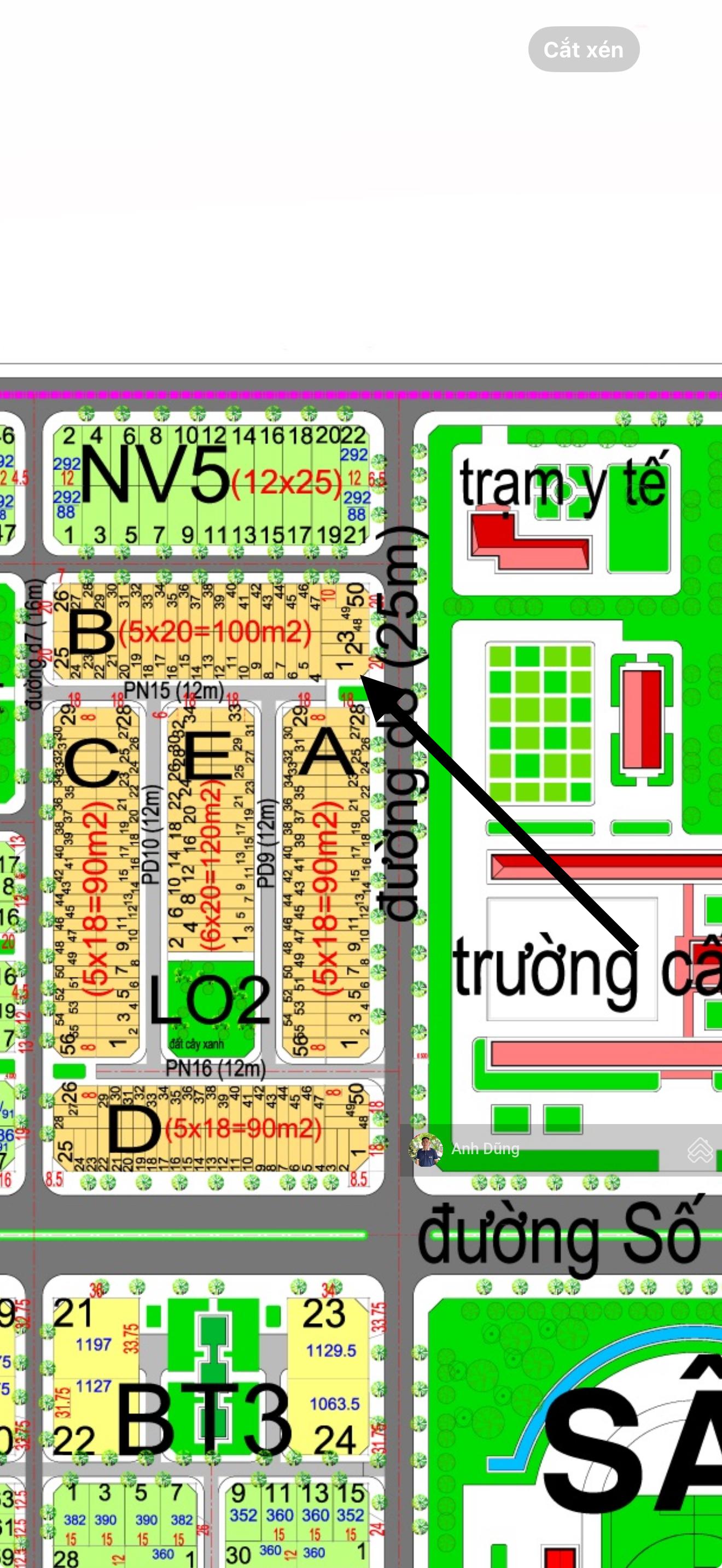 Bán đất HUD Nhóm 1 L02 Lô B1, góc đường 25m & 12m, đối diện tiện ích trung tâm, 177m, giá 6 tỷ