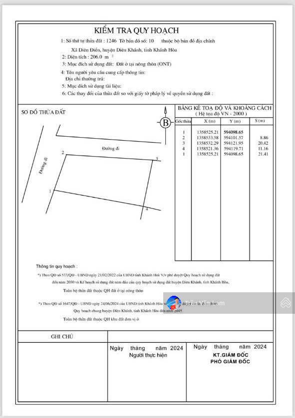Bán lô góc đẹp Diên Điền diện tích 363m2 giá chỉ 1.65 tỷ
