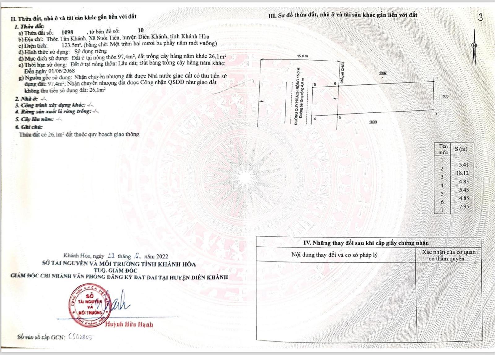 Đất 123 m2 ngang 5,5m gần Hương lộ 39 Suối Tiên giá rẻ