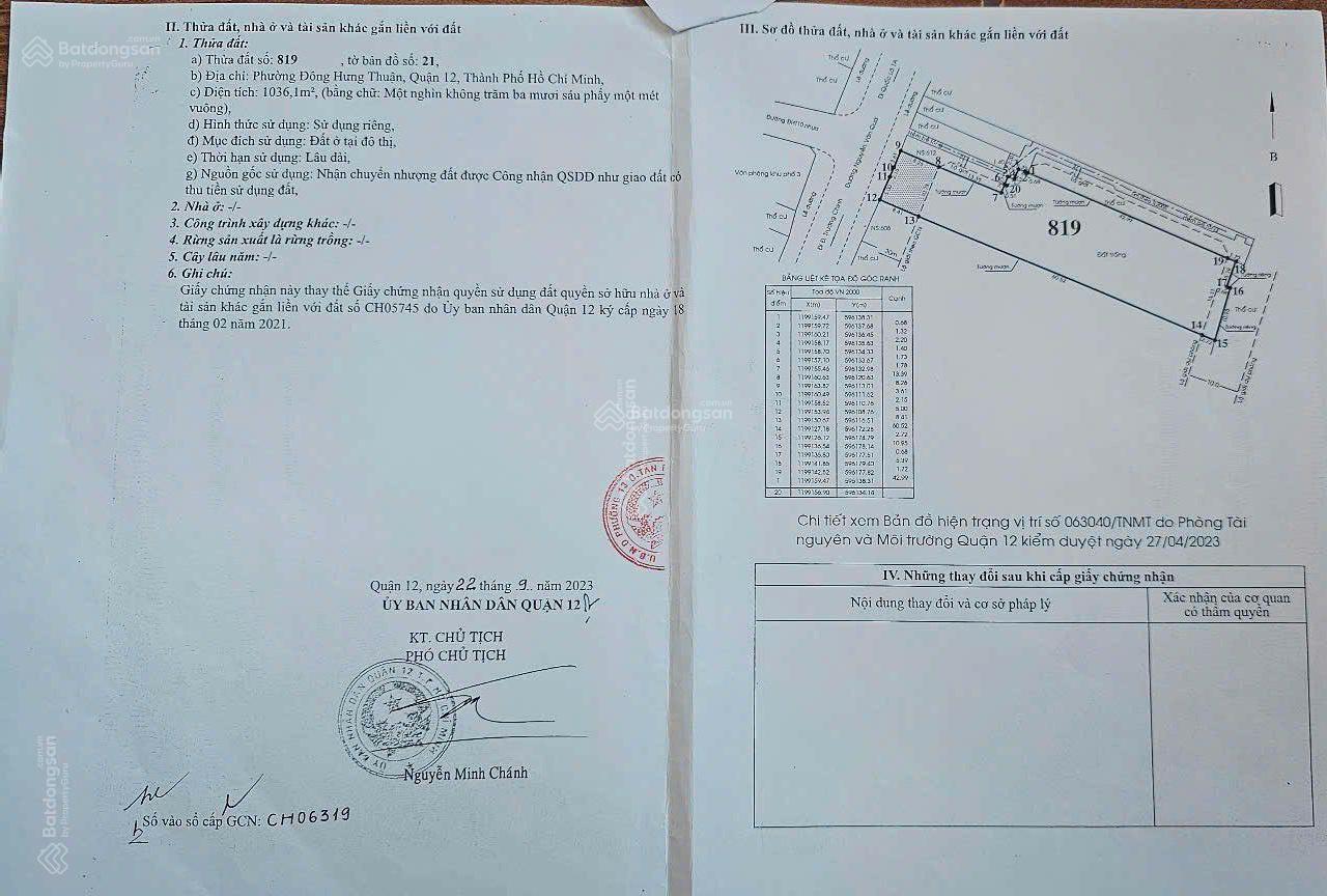 Bán đất mặt tiền Nguyễn Văn Quá DT 1032m2, tặng bản vẽ xd cao ốc văn phòng 9 lầu