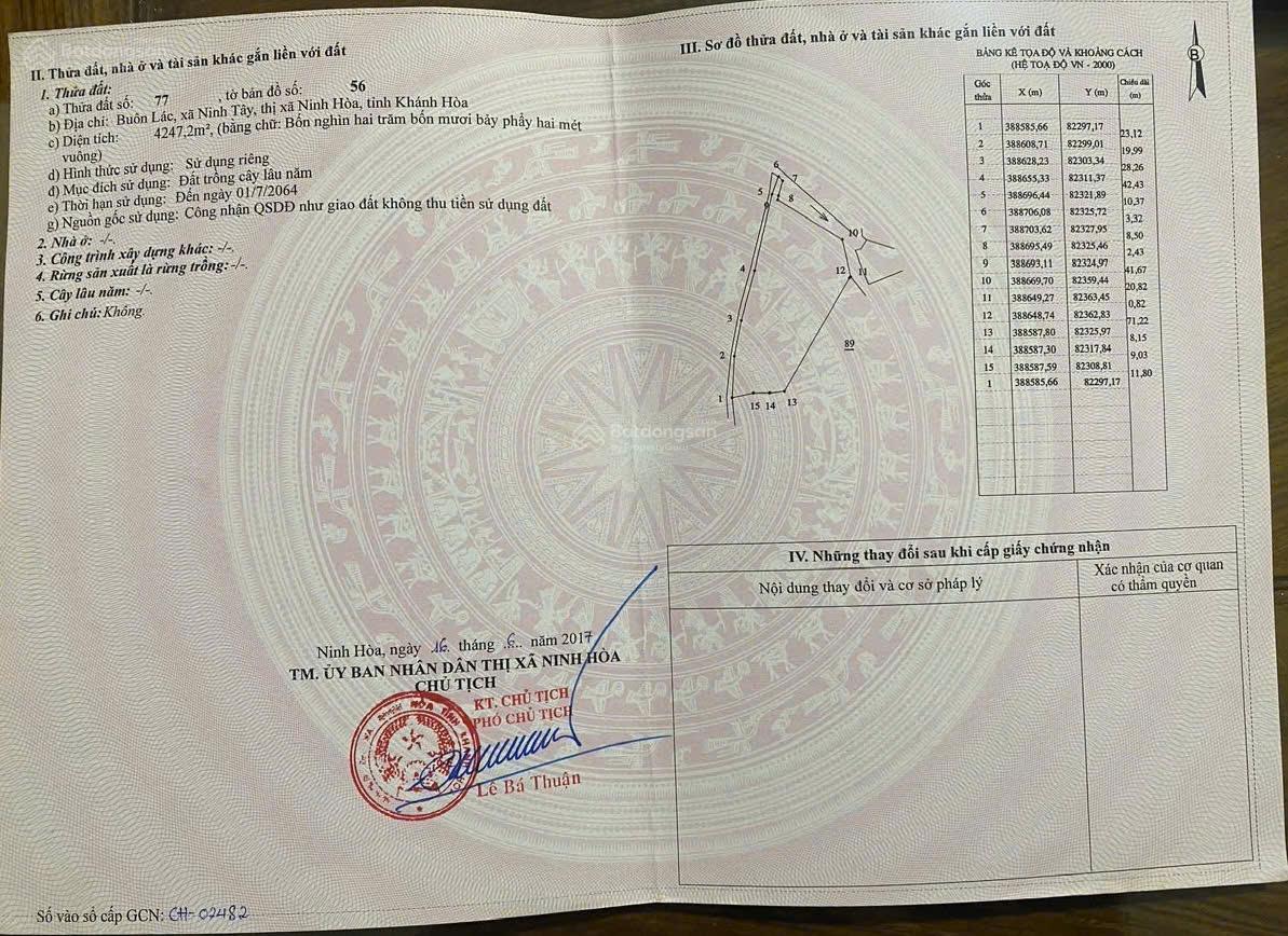 Bán đất Xã Ninh Tây có DT 20.439 m2 gần đường Vận Hành