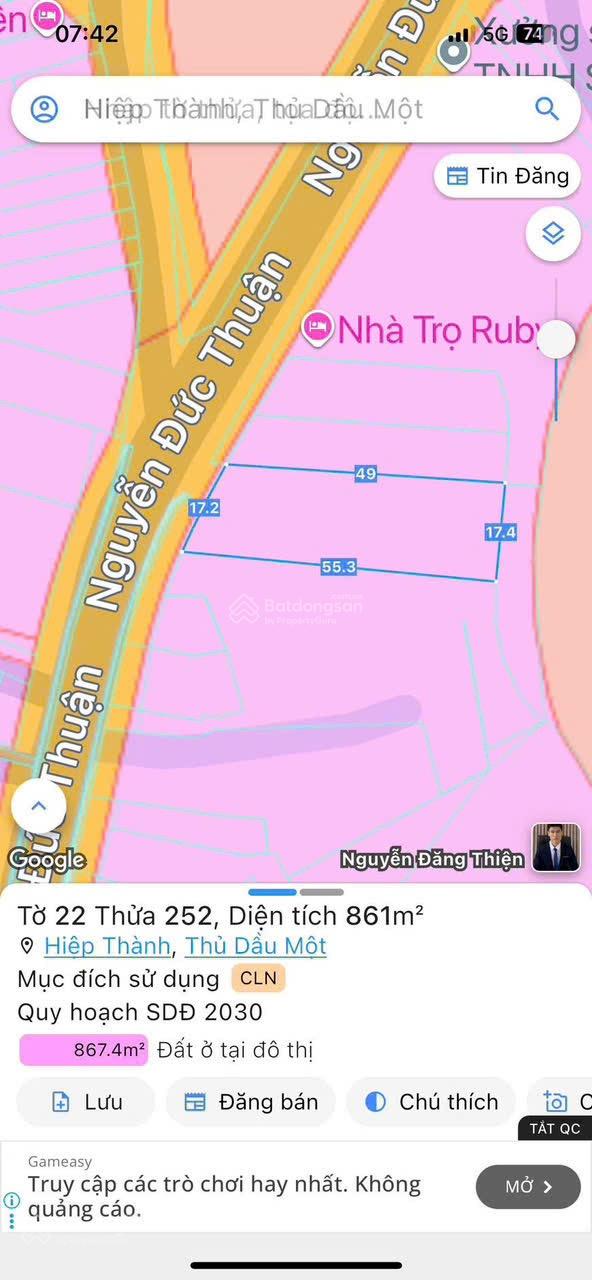 Bán đất mặt tiền Nguyễn Đức Thuận gần Quốc Lộ 13