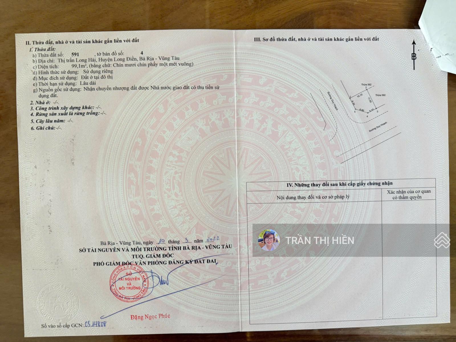 Bán nhà lô góc 2 mặt tiền Điện Biên Phủ - tái định cư Long Hải - 20m x 11m - cách biển chỉ 2km