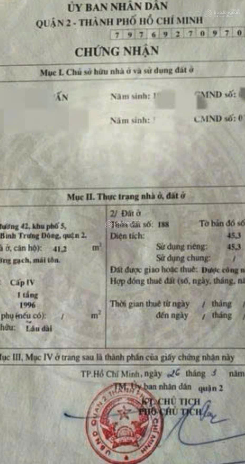 Bán đất hẻm ô tô thông thoáng, P. Bình Trưng Đông (Quận 2 cũ)