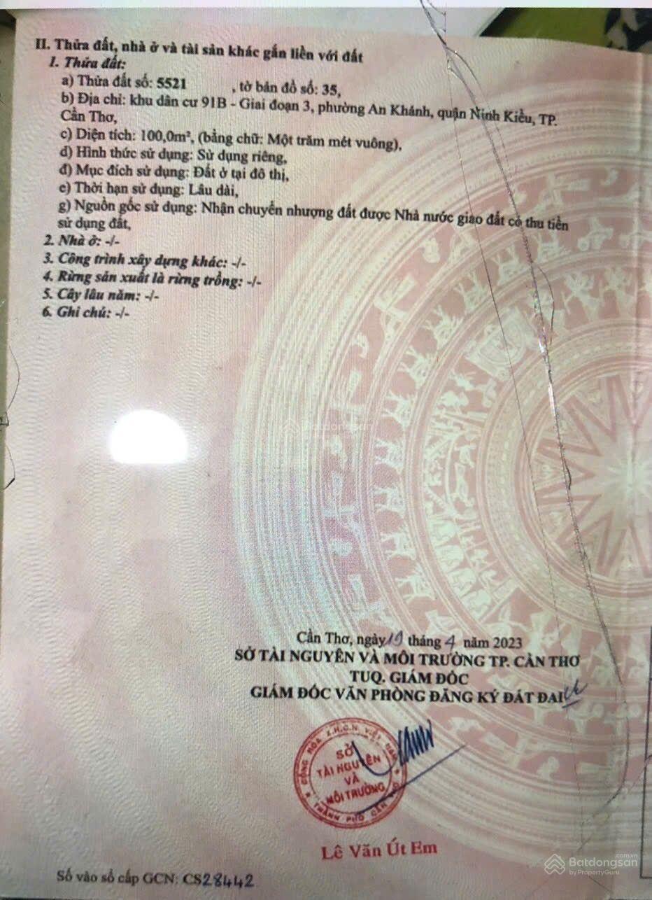 Bán đất MT Nguyễn Hiền, An Khánh, Ninh Kiều, Cần Thơ, giá 7,3 tỷ, diện tích 100m2, đẹp, tiện ích