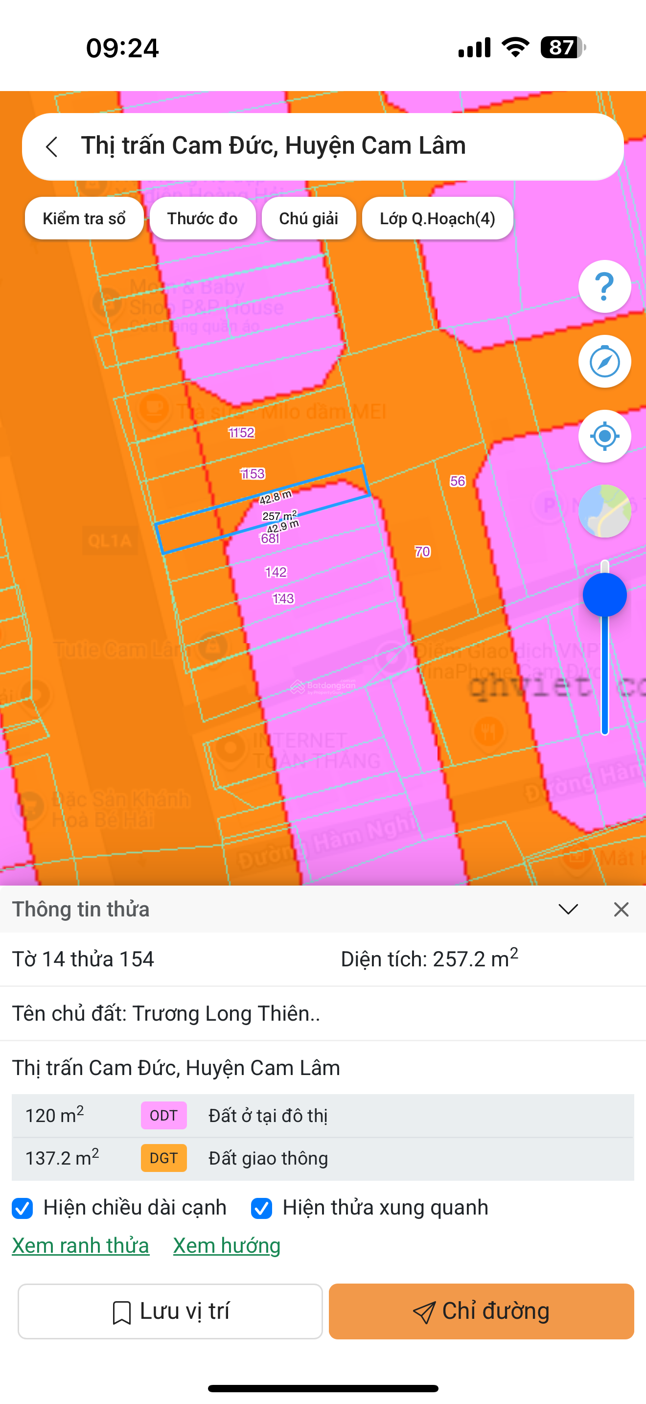 Mặt tiền QL1A Cam Đức Cam Lâm. Quy hoạch 3 mặt tiền đường lớn