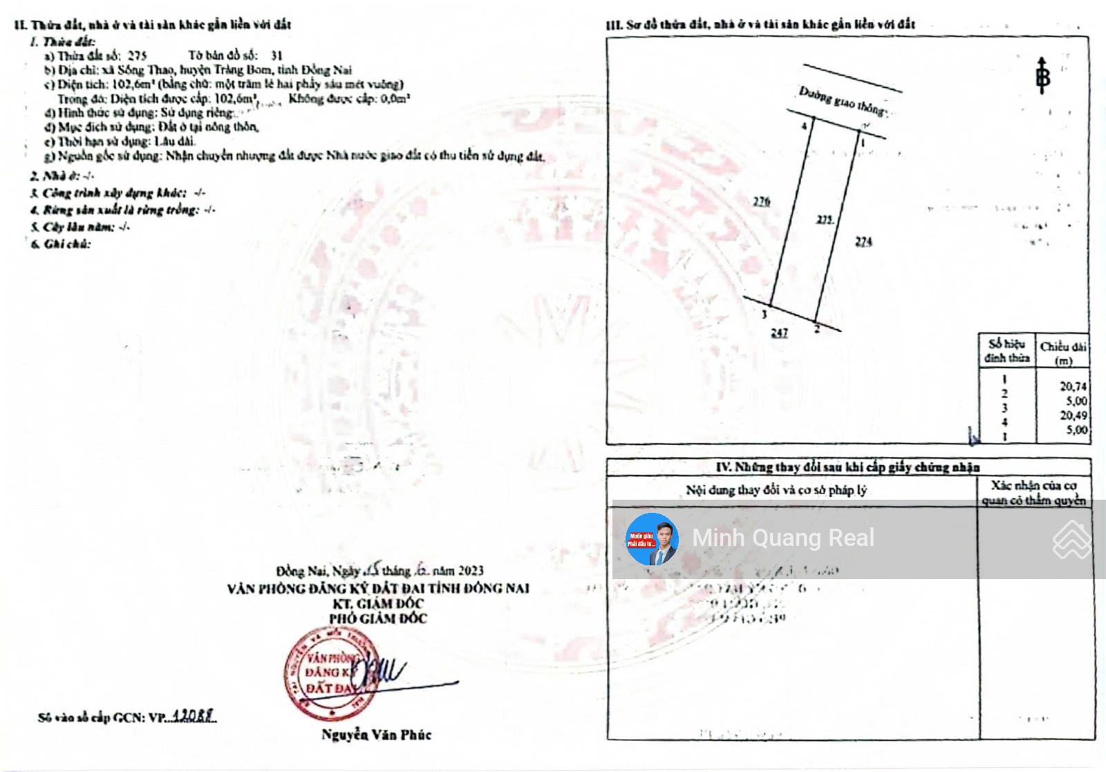 Bán đất thổ cư 103m2 mặt tiền nhựa 6m, giá tốt gần chợ Sông Thao, chỉ 680 triệu Bán đất thổ cư 103m2 mặt tiền nhựa 6m, giá tốt gần chợ Sông Thao, chỉ 680 triệu