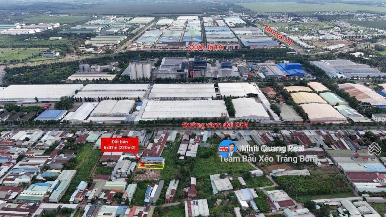 Bán lô thổ cư, 220m2, ngang 6x36m rẻ nhất khu vực chợ Salim, KCN Bàu Xéo, chỉ 7 triệu/m²