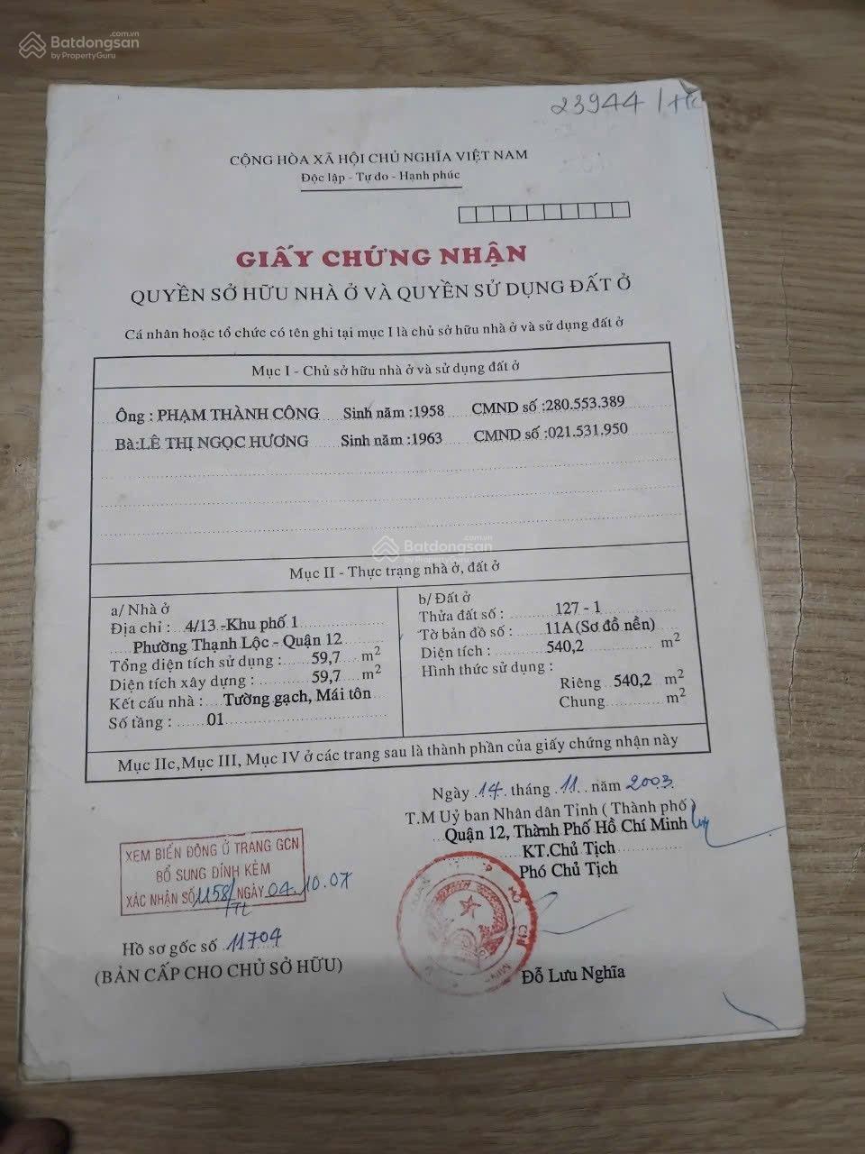 Bán xưởng diện tích SD 740m2 (đường Thạnh Lộc 41 ngay cầu Năm Bậu - điện 3 pha đầy đủ tiện ích