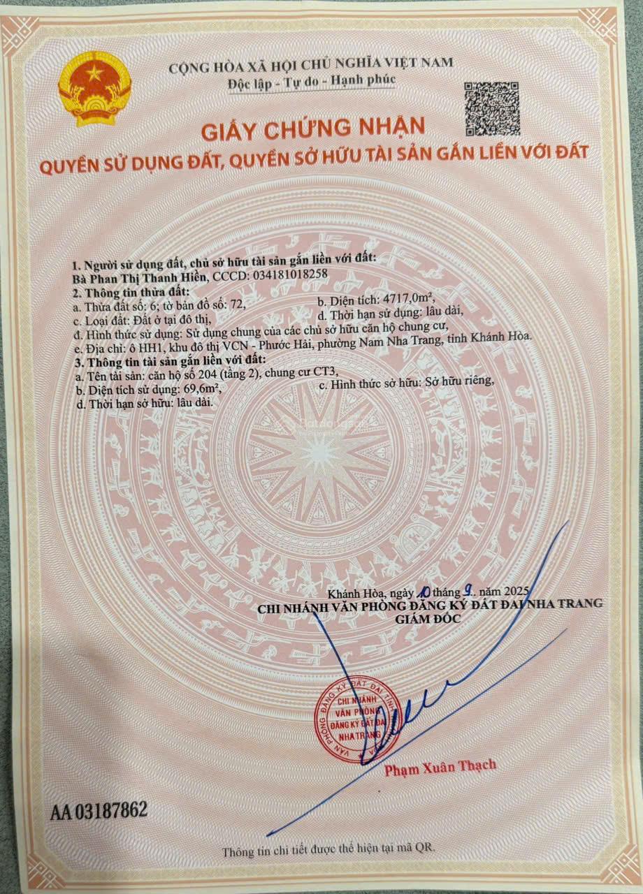 Căn hộ đẹp nhất tòa Ct3 Phước Hải  full nội thất sang trọng, Diện tích: 70m², ban công hướng Đông