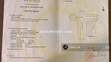 Chính chủ cần bán lô góc 2 mặt tiền đường Lương Nhữ Hộc - Huy Cận