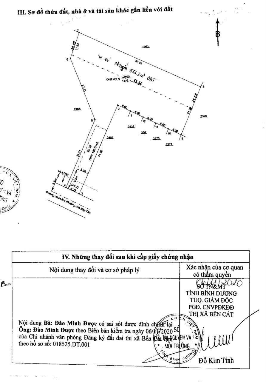 Bán đất phường An Điền bến cát cũ gần DT 748 vào 700m. DT 6364m2 thổ cư hơn 2000m2, giá rẻ đầu tư