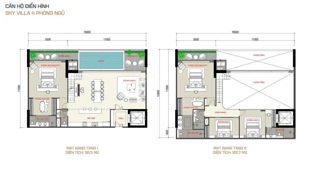 Sky Villas Long Biên 304m2, 221m2 + duplex 98m2 bể bơi + thang máy riêng từng căn ra hàng đợt 1