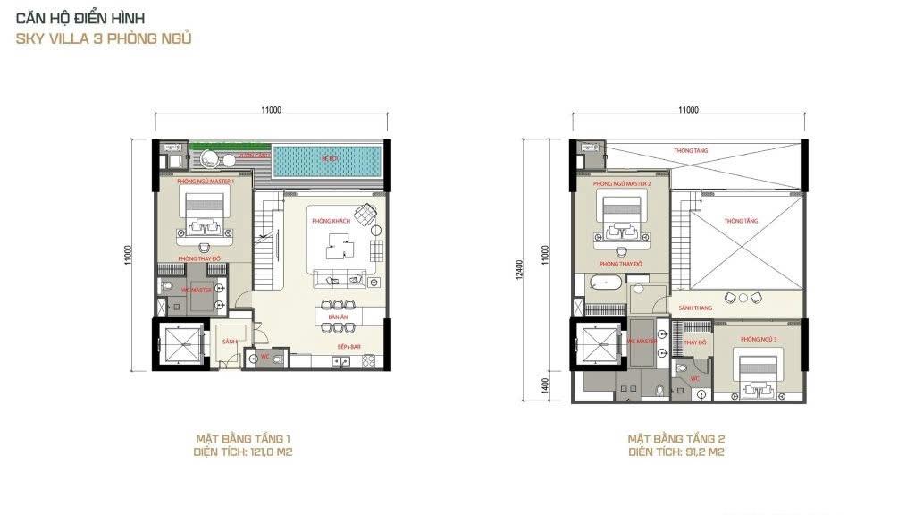 Sky Villas Long Biên 304m2, 221m2 + duplex 98m2 bể bơi + thang máy riêng từng căn ra hàng đợt 1