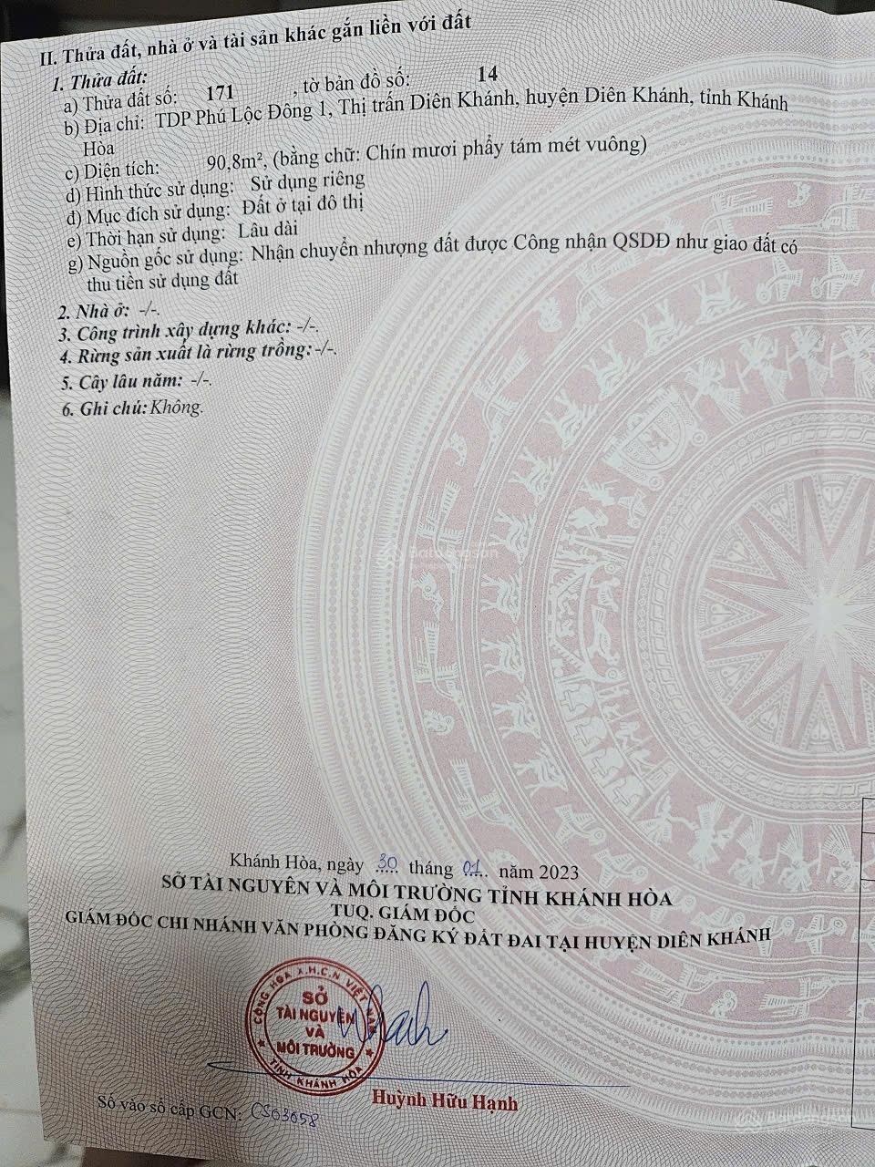 Bán 2 lô sát nhau ngay trung tâm thị trấn Diên Khánh, giá chỉ 1,1 tỷ. LH Yến: 0905 050 ***
