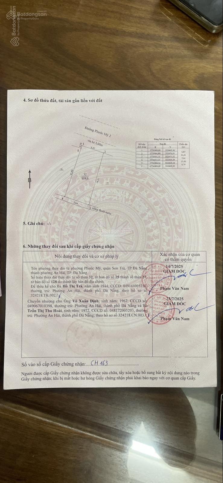 Bán đất tại đường Phước Mỹ 2, Phường Phước Mỹ, Sơn Trà, Đà Nẵng, 19 tỷ, 119 m2, vị trí rất nét