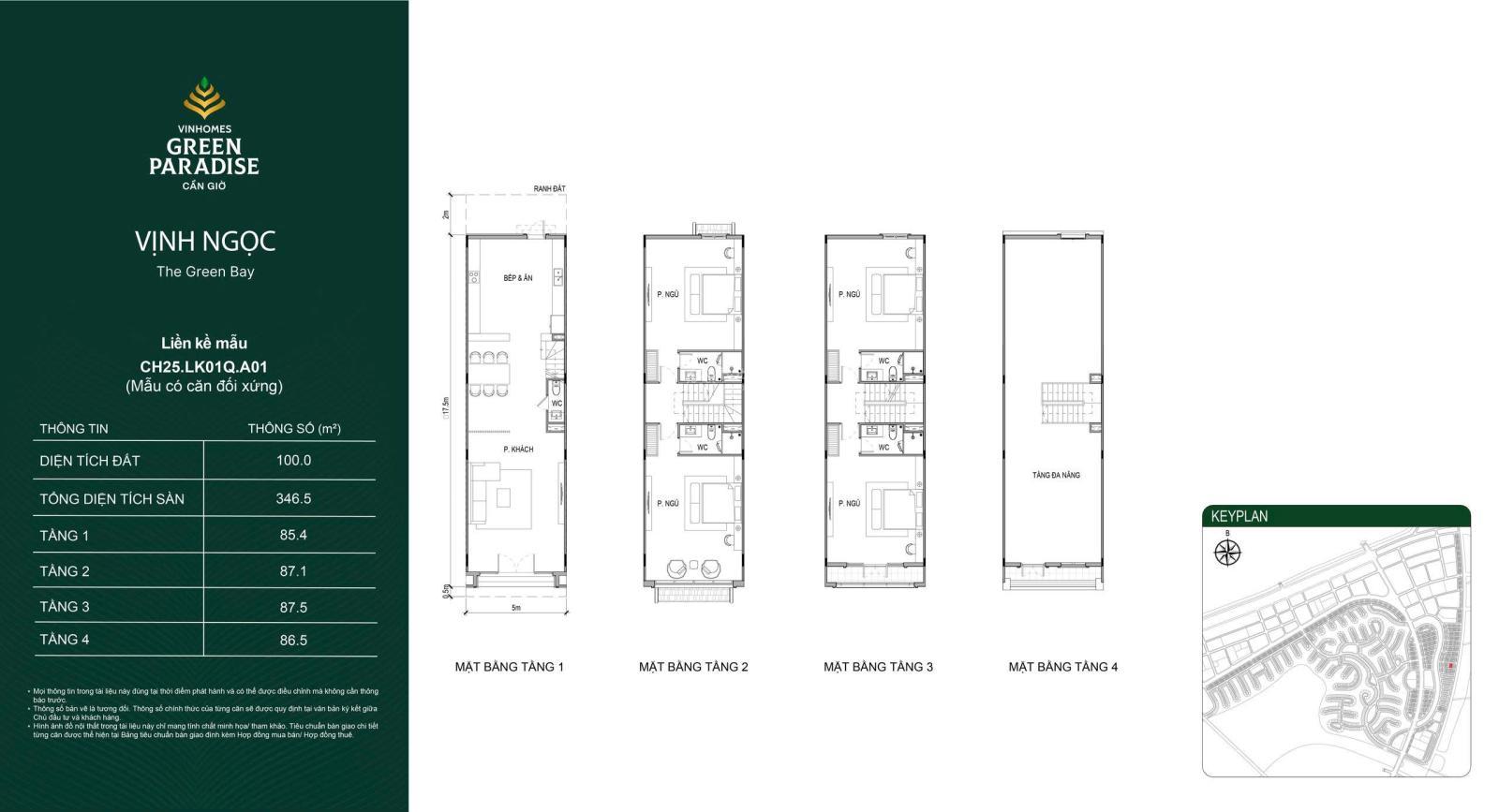 Vin Cần Giờ. Bán liền kề 100m2 , Vinhomes Green Paradise, Cần Giờ 13,9 tỷ giá full VAT